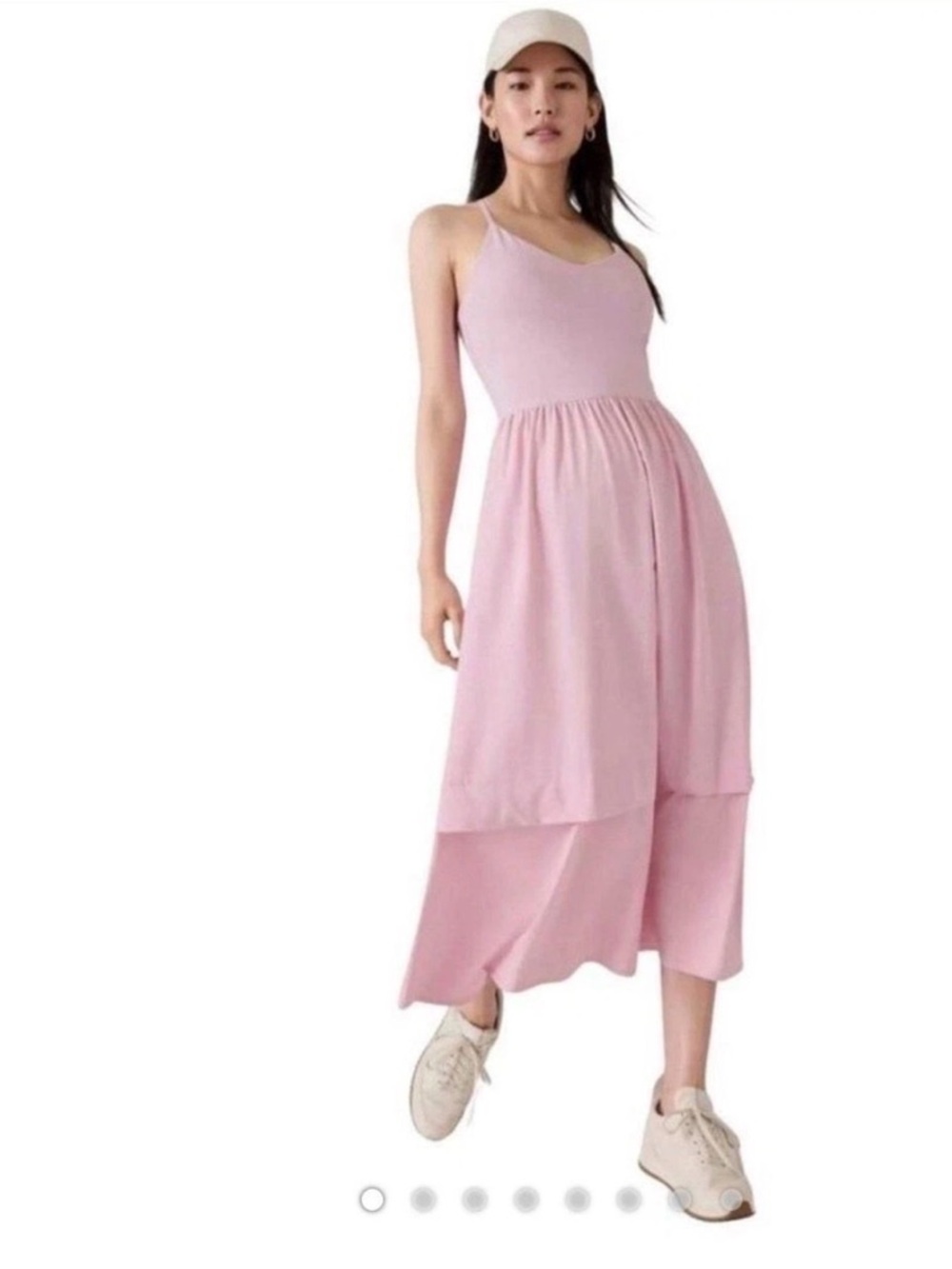 Athleta Elation V-Neck Hybrid Dress in Begonia Pink
